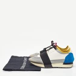 Balenciaga Multicolor Leather and Mesh Race Runner Sneakers Size 37