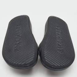 Pre Owned Balenciaga Black Rubber Logo Embossed Flat Slides Size 39