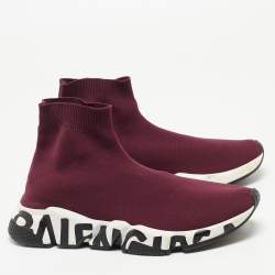 Balenciaga Purple Knit Speed Trainer High Top Sneakers Size 40
