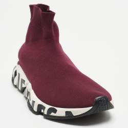 Balenciaga Purple Knit Speed Trainer High Top Sneakers Size 40
