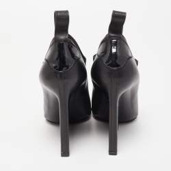 مملوكة مسبقًا Balenciaga Black Leather Wedge Open Toe Pumps Size 36.5