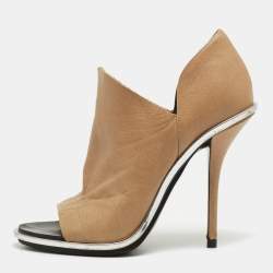 Balenciaga Beige Leather Glove Open Toe Pumps Size 39 