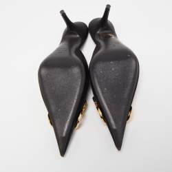 Pre Owned Balenciaga Black  Satin Knife Mules Size  37
