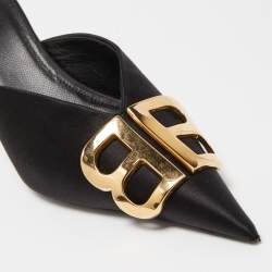 Pre Owned Balenciaga Black  Satin Knife Mules Size  37
