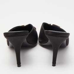 Pre Owned Balenciaga Black  Satin Knife Mules Size  37