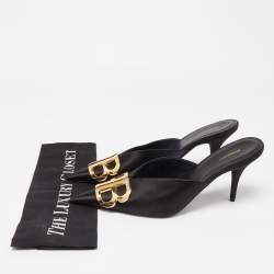 Pre Owned Balenciaga Black  Satin Knife Mules Size  37