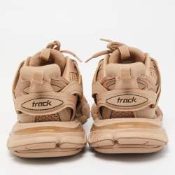 Pre Owned Balenciaga Beige Mesh and Leather Track Sneakers Size 38