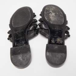 Pre Owned Balenciaga Black Leather Arena Flats Size 38