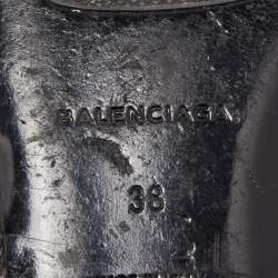 Pre Owned Balenciaga Black Leather Arena Flats Size 38