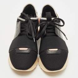 Balenciaga Black/Yellow Leather and Mesh Race Runner Sneakers Size 37