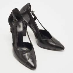 مملوكة مسبقًا Balenciaga Black Leather Cutout Pumps Size 38