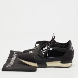 Pre Owned Balenciaga Black Fabric and Patent Race Runner Sneakers Size 38