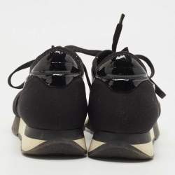 Pre Owned Balenciaga Black Fabric and Patent Race Runner Sneakers Size 38