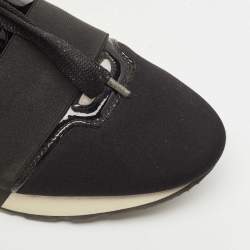 Pre Owned Balenciaga Black Fabric and Patent Race Runner Sneakers Size 38