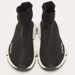 Pre Owned Balenciaga Black Knit Fabric Speed Trainer Sneakers Size 39