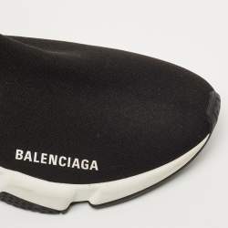 Pre Owned Balenciaga Black Knit Fabric Speed Trainer Sneakers Size 39