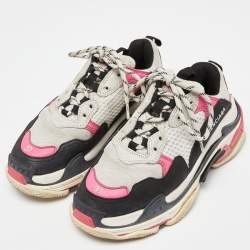 Pre Owned Balenciaga Multicolor Leather and Mesh Triple S Sneakers Size 37