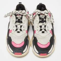 Pre Owned Balenciaga Multicolor Leather and Mesh Triple S Sneakers Size 37
