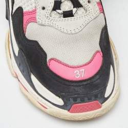 Pre Owned Balenciaga Multicolor Leather and Mesh Triple S Sneakers Size 37