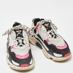 Pre Owned Balenciaga Multicolor Leather and Mesh Triple S Sneakers Size 37