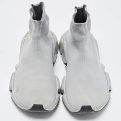 مملوكة مسبقًا Balenciaga Grey Knit Fabric Speed Trainer Sneakers Size 37