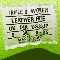 مملوكة مسبقًا Balenciaga Neon Green Faux Leather and Mesh Triple S Low Top Sneakers Size 38