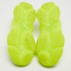 مملوكة مسبقًا Balenciaga Neon Green Faux Leather and Mesh Triple S Low Top Sneakers Size 38