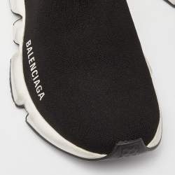 Pre Owned Balenciaga Black Knit Fabric Speed High Top Sneakers Size 35