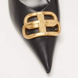 Pre Owned Balenciaga Black Leather Pointed Toe Pumps Size 40