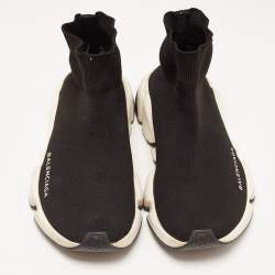 Pre Owned Balenciaga Black Knit Fabric Speed Trainer Sneakers Size 37