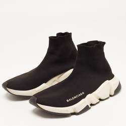Pre Owned Balenciaga Black Knit Fabric Speed Trainer Sneakers Size 37