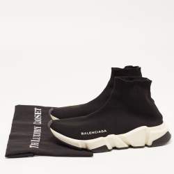 Pre Owned Balenciaga Black Knit Fabric Speed Trainer Sneakers Size 37