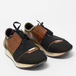 Pre Owned Balenciaga Multicolor Leather and Mesh Race Runner Sneakers Size 41