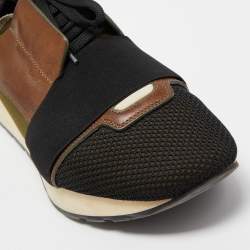 Pre Owned Balenciaga Multicolor Leather and Mesh Race Runner Sneakers Size 41