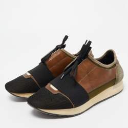 Pre Owned Balenciaga Multicolor Leather and Mesh Race Runner Sneakers Size 41