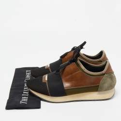 Pre Owned Balenciaga Multicolor Leather and Mesh Race Runner Sneakers Size 41