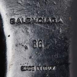 Pre Owned Balenciaga Black Leather Studded Arena Flat Sandals Size 36