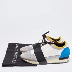 Pre Owned Balenciaga Multicolor Leather and Mesh Race Runner Sneakers Size 38
