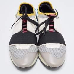 Pre Owned Balenciaga Multicolor Leather and Mesh Race Runner Sneakers Size 38