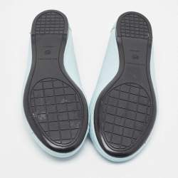 Pre Owned Balenciaga Light Blue Textured Leather Studded Arena Ballet Flats Size 39.5