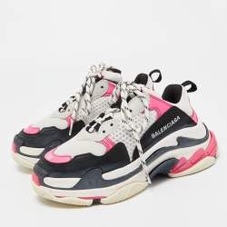 Pre Owned Balenciaga Multicolor Mesh and Nubuck Triple S Sneakers Size 36