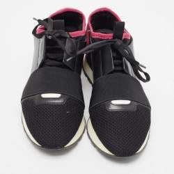 Balenciaga Black/Pink Mesh and Suede Race Runner Sneakers Size 37