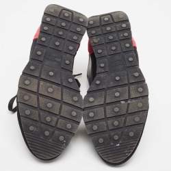 Pre Owned Balenciaga Black/Pink Mesh and Suede Race Runner Sneakers Size 37