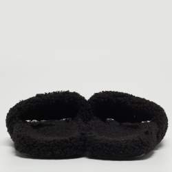 Balenciaga Black Shearing Fur Flat Slides Size 38 