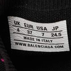 Pre Owned Balenciaga Black/Pink Logo Print Knit Fabric Speed Trainer Sneakers Size 37