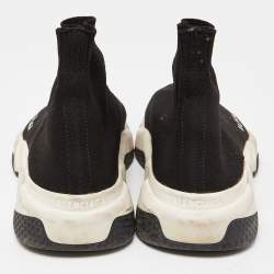 Pre Owned Balenciaga Black Knit Fabric Speed Trainer Sneakers Size 37