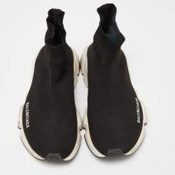 Pre Owned Balenciaga Black Knit Fabric Speed Trainer Sneakers Size 37