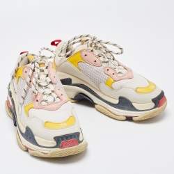 Pre Owned Balenciaga Multicolor Mesh and Leather Triple S Sneakers Size 39