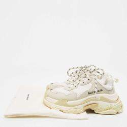 Pre Owned Balenciaga White/Grey Nubuck and Fabric Triple S Sneakers Size 36