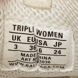 Pre Owned Balenciaga White/Grey Nubuck and Fabric Triple S Sneakers Size 36